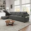 Flieks Ecksofa links und rechts austauschbar, 4-Sitzer, Samtbezug, L-förmiger Sofa mit Schlaffunktion, Bettkasten, Zierkissen und Taschen Bild 1