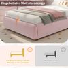 Polsterbett 90x200 cm mit Stauraum – Kinderbett aus Samt in Rosa mit Lattenrost Bild 4