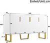 Sideboard MDF in Weiß Hochglanz mit 4 Türen, Metallgriffen und Metallgestell, 140x40x80 cm Bild 3