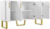 Sideboard MDF in Weiß Hochglanz mit 4 Türen, Metallgriffen und Metallgestell, 140x40x80 cm Bild 5