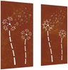 DESIGN IN 2-tlg. Garten-Wanddeko 105x55 cm Cortenstahl Blumen-Design Bild 2
