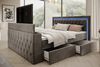 PROMETO Möbel Boxspringbett Doppelbett mit Matratze, Schubladen TV-Lift LED Beleuchtung, inkl. 7-Zonen-Taschenfederkernmatratze, TV-Lift im Fußteil, Topper Bild 4