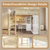 Hochbett mit Schreibtisch, Schubladen, Kleiderschrank, Regal und Rausfallschutz, 140x200 cm, Kinderbett, Kiefer Bild 5