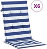 vidaXL Hochlehner-Auflagen 6 Stk. Blau & Weiß Gestreift Stoff 361255 Bild 2