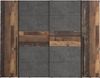 Forte NARAGO Kleiderschrank 270, rustikaler Dreh-/Schwebetürenschrank, 4-türig, geräumig, Holzwerkstoff, Old Wood Vintage Holzdekor / Betonoptik Grau, 270,3 cm breit x 210,5 cm hoch x 61,2 cm tief Bild 2
