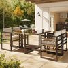 Merax Garten-Essgruppe, Gartenmöbel-Set Gartenlounge Für 4 Personen, 1 Tisch aus Sicherheitsglas & 4 Stühle, Beige + Schwarz Bild 5