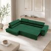 Goldstoff Ecksofa mit Schlaffunktion - Designersofa, Sofa mit Bettfunktion & Bettkasten, Schlafsofa RIVIA, multifunktionale Couch mit verstellbaren Kopfstützen in dunkelgrün Bild 4