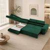 Goldstoff Ecksofa mit Schlaffunktion - Designersofa, Sofa mit Bettfunktion & Bettkasten, Schlafsofa RIVIA, multifunktionale Couch mit verstellbaren Kopfstützen in dunkelgrün Bild 3