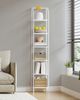 Bücherregal, 6 Ebenen Standregal, DVD-Regal, Schmale Regale, Offenes Regal, Industriestil, Metallrahmen, Geeignet für Arbeitszimmer, Wohnzimmer, Schlafzimmer, Küche, Weiß Bild 4