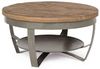 Couchtisch Viknar aus Mangoholz, rundes Industrial Design, natur, Metallgestell grau, Ø 65 cm Bild 3