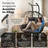 STEELSØN 'Alarian' XXL Doppelhängesessel mit Metallgestell, höhenverstellbar und faltbar, wetterfest, Polyrattan, dunkelgrau/schwarz, bis 220 kg belastbar, Hängesessel inkl. Kissen, für 2 Personen geeignet Bild 5