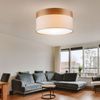 Deckenlampe, Stoff, Holz, braun, 40 cm Bild 2