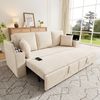 Merax 3‑in‑1 multifunktionales 3‑Sitzer Sofa mit Schlaffunktion, ausziehbarem Metallrahmen, Stauraum, Armlehnen‑Ablage und USB‑Ladeanschluss – Beige Bild 5