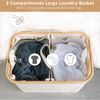 Wäschekorb 150L XL 2 Fächer Bambusgriff Deckel Beige Laundry Baskets Bild 3