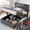 Einzelbett 90x200 cm mit Stauraum, USB & Typ-C – Polsterbett in Grau inkl. Lattenrost und Matratze Bild 3
