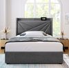 Einzelbett 90x200 cm mit Stauraum, USB & Typ-C – Polsterbett in Grau inkl. Lattenrost und Matratze Bild 2