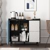 Sideboard-Buffetschrank in Schwarz mit blauen Türen und 2 Schubladen – Viel Stauraum für Küche und Esszimmer Bild 3