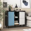 Sideboard-Buffetschrank in Schwarz mit blauen Türen und 2 Schubladen – Viel Stauraum für Küche und Esszimmer Bild 4