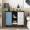 Sideboard-Buffetschrank in Schwarz mit blauen Türen und 2 Schubladen – Viel Stauraum für Küche und Esszimmer Bild 2
