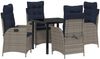 vidaXL Garten Essgruppe mit Kissen 5 pcs Grau und Schwarz Rattan 3380576 Bild 2