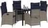 vidaXL Garten Essgruppe mit Kissen 5 pcs Grau und Schwarz Rattan 3380576 Bild 3