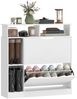 HOMCOM Schuhkipper mit 2 Klappen, Verstellbar Trennwand, offenem Fach (Schuhschrank, 1 St, Schuhregal), für Flur, Eingang 89 x 25 x 92 cm Weiß Bild 2