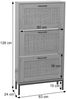 Schuhschrank HWC-N92, Schuhkipper Schuhregal, 3 Fächer Rattanfront Melamin, 126x63x24cm ~ weiß Bild 3