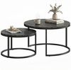 HOMCOM Couchtisch 2er Set, stapelbar, in Marmoroptik, mit Metallgestell (Sofatisch, 2-St, Beistelltisch), für Wohnzimmer, Schlafzimmer, Balkon, Grau Bild 2