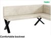 MEBLINI Eckbank für Esszimmer - Küchenbank - Essecke - Sitzecke Küche - TONI - X-Beine 128x168x87cm Rechts - Creme Samt Bild 5