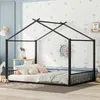 Hausbett mit Lattenrost, 140x200 cm, Kinderbett, Metallbett Bild 3