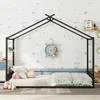 Hausbett mit Lattenrost, 140x200 cm, Kinderbett, Metallbett Bild 2