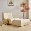 HAUSS SPOLE Sitzsack Lazy Sofa mit Fußhocker, Wohnzimmer Teddysamt, modernes Design Beige (Teddyfleece+Schaumstoff mit hoher Dichte, 2 St, Produkt als komprimierte Verpackung) Bild 4