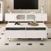 Couchtisch 110 x 50 x 40 cm mit 2 Schubladen, LED-Beleuchtung und MDF in Weiß Bild 3
