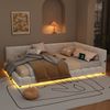 Merax Polsterbett, LED Doppelbett Daybett Tagesbett Samt 140x200cm mit USB-Anschluss Weiß Bild 4