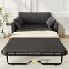 Merax Ausziehbares 2‑Sitzer‑Schlafsofa mit Schlaffunktion, USB‑Ladeanschluss, klappbarem Seitentisch, Matratze, zwei Bettlaken und zwei Kissen, Grau Bild 5