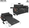Merax Ausziehbares 2‑Sitzer‑Schlafsofa mit Schlaffunktion, USB‑Ladeanschluss, klappbarem Seitentisch, Matratze, zwei Bettlaken und zwei Kissen, Grau Bild 4