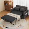 Merax Ausziehbares 2‑Sitzer‑Schlafsofa mit Schlaffunktion, USB‑Ladeanschluss, klappbarem Seitentisch, Matratze, zwei Bettlaken und zwei Kissen, Grau Bild 2