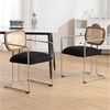 WAHSON OFFICE CHAIRS Esszimmerstuhl 2er Set Leinen Küchenstuhl Rattan geflochtene Rückenlehne Bild 5