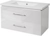 Premium Waschbecken + Unterschrank HWC-D16, Waschbecken Waschtisch, hochglanz 90cm ~ weiß Bild 2