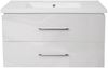 Premium Waschbecken + Unterschrank HWC-D16, Waschbecken Waschtisch, hochglanz 90cm ~ weiß Bild 3