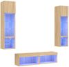 vidaXL 6-tlg. Wohnwand mit LED-Beleuchtung Sonoma-Eiche Holzwerkstoff 3216624 Bild 2