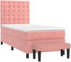 vidaXL Polsterbett mit Matratze Rosa 100x200 cm Samt Bild 3