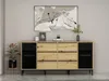 Vente-unique - MOLINIA Sideboard Holz, PlatteGlas SchwarzBeige - B 45 cm x H 85 cm x L 180 cm Bild 4