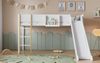 Bett 90x200 cm mit Rutsche und Stauraum – Hochbett aus Kiefer/MDF in Weiß/Natur Bild 3