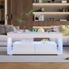Couchtisch Hochglanzweiß mit LED, 2 Schubladen, App-Steuerung, gehärtetes Glas, Regale, Wohnzimmermöbel Bild 4