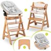 Hauck Hochstuhl Beta Plus Natural Newbornset Eco - Light Grey (Set), Holz Babystuhl ab Geburt mit Neugeborenensufsatz, Sitzkissen, Essbrett Bild 4