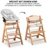 Hauck Hochstuhl Beta Plus Natural Newbornset Eco - Light Grey (Set), Holz Babystuhl ab Geburt mit Neugeborenensufsatz, Sitzkissen, Essbrett Bild 3