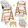 Hauck Hochstuhl Beta Plus Natural Newbornset Eco - Light Grey (Set), Holz Babystuhl ab Geburt mit Neugeborenensufsatz, Sitzkissen, Essbrett Bild 5