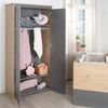 roba Kinderkleiderschrank 2-türig Anna - Hochwertige Griffe aus massivem Holz - Schrank für Kinderzimmer in Anthrazit / Dekor Kent Eiche Bild 2