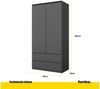 Furnica Kleiderschrank Garderobenschrank, 2 Türen und 2 Schubladen H180 x B90 x T50cm Bild 4